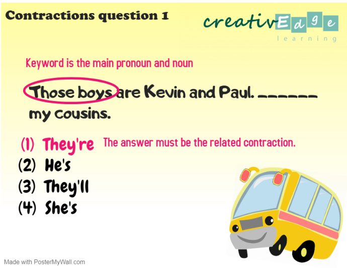 Primary 1 English Grammar Syllabus - contractions question 1